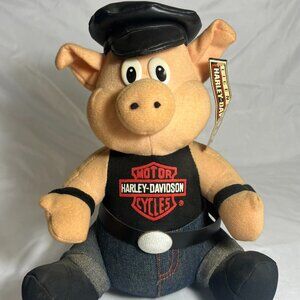 Vintage 1993 Harley-Davidson Plush Pig Biker Stuffed Animal